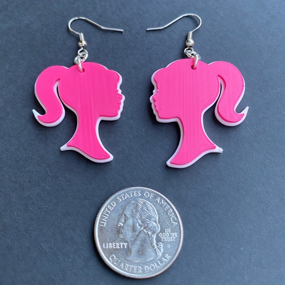 3D Printed Barbie Earrings - Picture 2 of 4